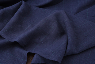 一米 胡胡布店日本北海道色织格子亚麻深蓝色1.5米宽59元