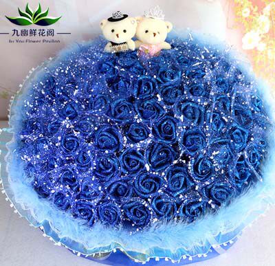 99朵玫瑰花蓝色妖姬情人节礼物