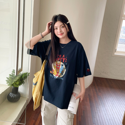 2025春新款女装小众不撞款上衣设计感胖mm大码宽松美式短袖t恤潮
