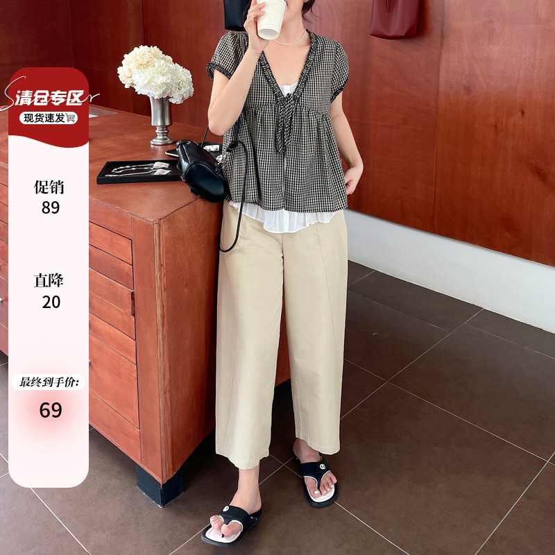 夏季女装日系慵懒松弛感裤子胖mm大码新款薄款显瘦宽松直筒休闲裤