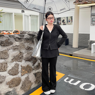 大码女装2025新款春装胖mm运动套装时尚洋气减龄显瘦遮肉两件套