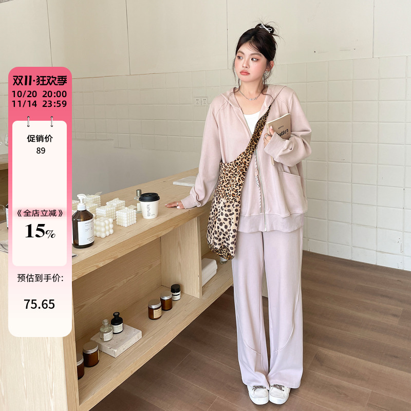早秋大码女装胖mm卫衣外套休闲裤套装时尚洋气减龄显瘦遮肉两件套