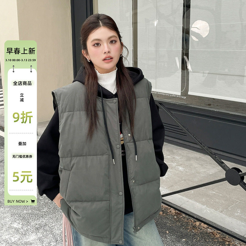 大码韩系巨好看的初冬女装坎肩显瘦棉服马甲胖mm时髦洋气加厚外套