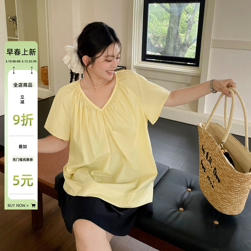 2025年新款女装夏装独特超好看单穿衬衫大码胖mm宽松多巴胺上衣