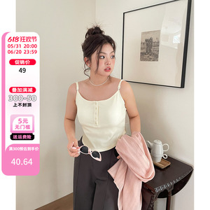 大码女装胖mm夏季新款热辣美式绝美小吊带上衣外穿内搭巨显瘦背心