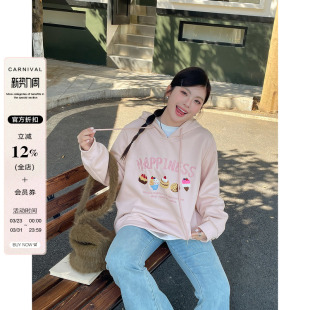 美式 秋冬款 正肩卫衣 女装 小草宽松定制超好看独特漂亮上衣胖mm大码