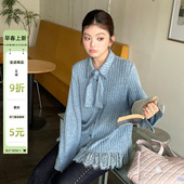 胖mm宽松法式 蕾丝拼接设计感长袖 小香风衬衫 韩版 上衣 春秋时尚 大码