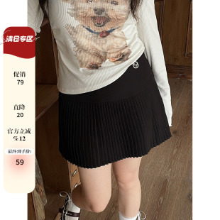 韩系早秋穿搭高腰遮肚显瘦百褶裙大码女装胖mm小个子巨好看的裙子