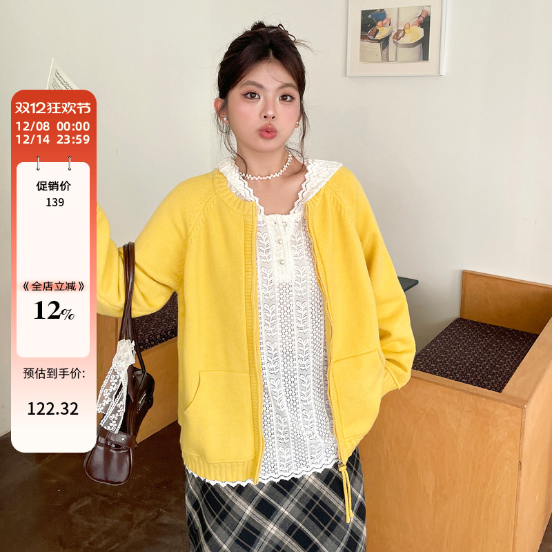 适合胖mm大码女装气质女士显瘦针织衫上衣秋季绝美巨好看毛衣外套