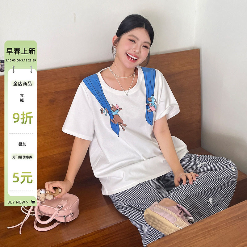 小众极简韩系穿搭t恤女宽松韩版慵懒风胖mm大码夏季款设计感短袖