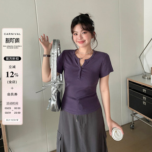 夏装女装2026新款超好看温柔独特上衣胖mm大码韩系风短款正肩t恤