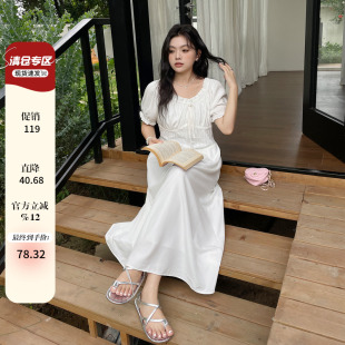 女装 泡泡袖 2025新款 裙子胖mm大码 垂坠感连衣裙 独特漂亮减龄款 夏装