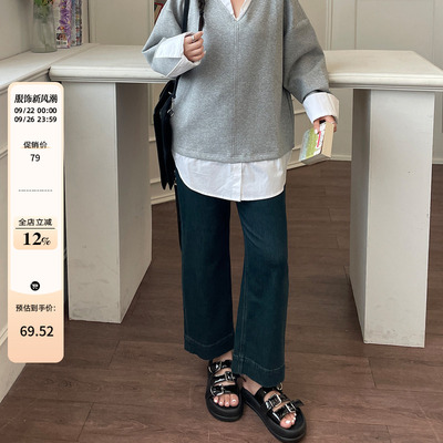 大码女装2025新款初秋显瘦独特超好看裤子胖mm高腰直筒复古牛仔裤