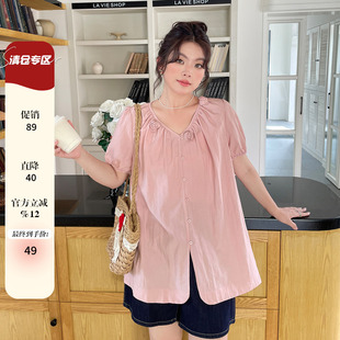 女装 气质小众不撞款 2025新款 胖mm大码 上衣 设计感洋气女士衬衫 夏装