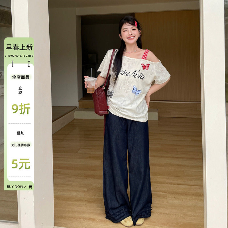 2025夏季穿搭胖mm大码女装独特休闲裤直筒垂感美式慵懒松弛感裤子