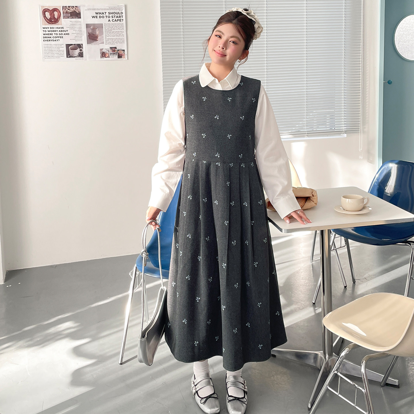 大码女装胖mm独特超好看的背带连衣裙套装显瘦衬衫毛呢裙子两件套,女装/女士精品,时尚套装,淘宝优惠券,粉丝福利购,淘宝优惠卷