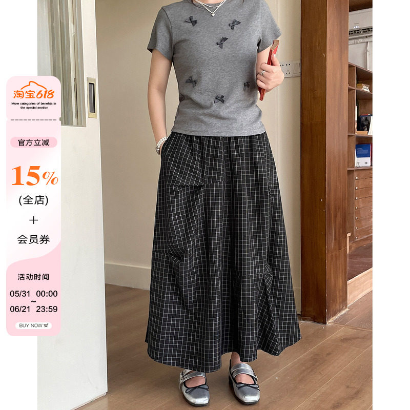 大码女装2026新款夏不规则半身裙胖mm格子休闲超好看独特漂亮裙子