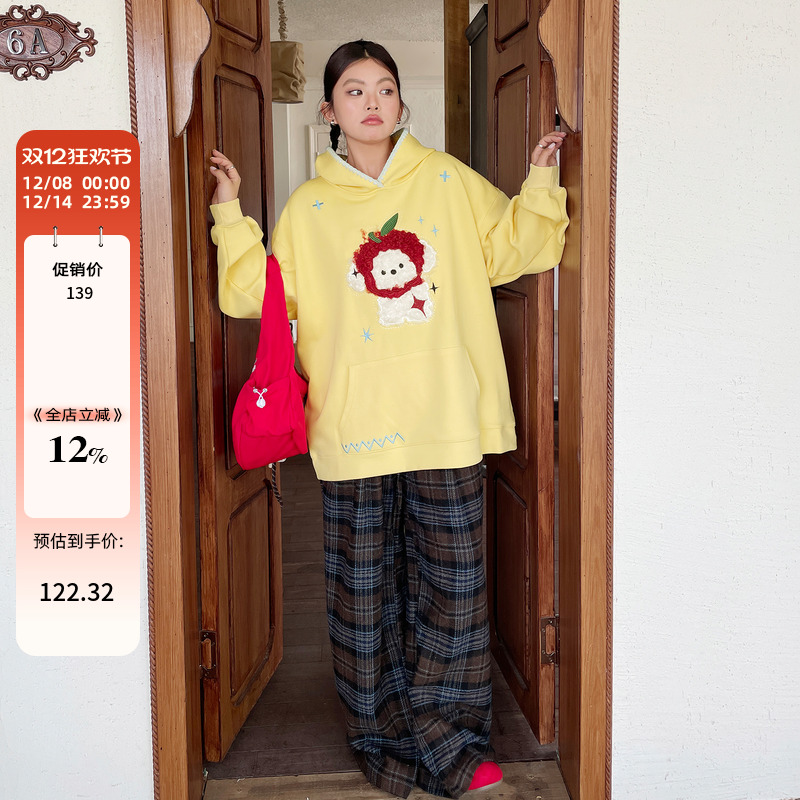 绝美巨好看刺绣连帽卫衣大码女装胖mm氛围感早秋穿搭独特漂亮上衣