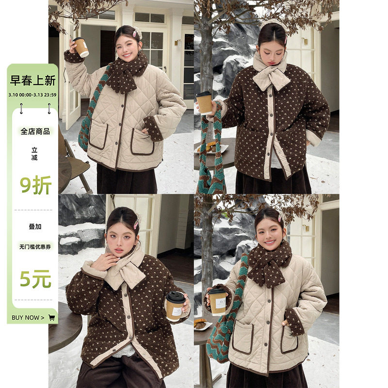 大码2025新款冬季加厚波点两面穿棉服外套胖mm巨好看夹棉洋气棉衣