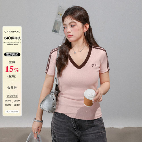 夏季大码胖mm又a又飒正肩显瘦女款上衣2026巨好看薄款v领短袖t恤
