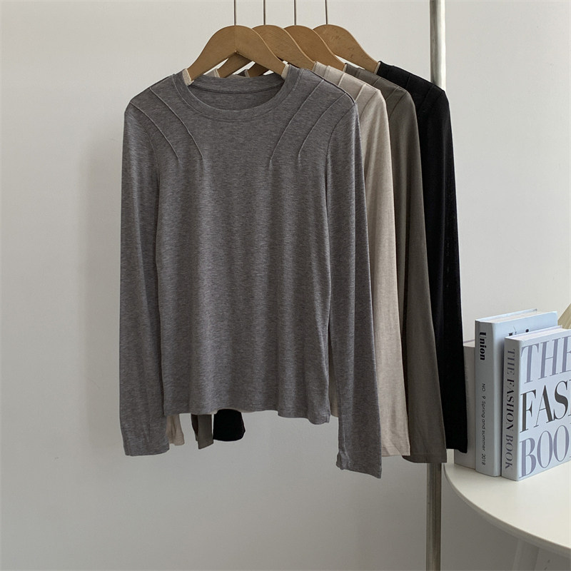 超柔质感天丝羊毛双线打底衫面膜T立体正肩修身显瘦薄款圆领上衣,女装/女士精品,T恤,淘宝优惠券,粉丝福利购,淘宝优惠卷