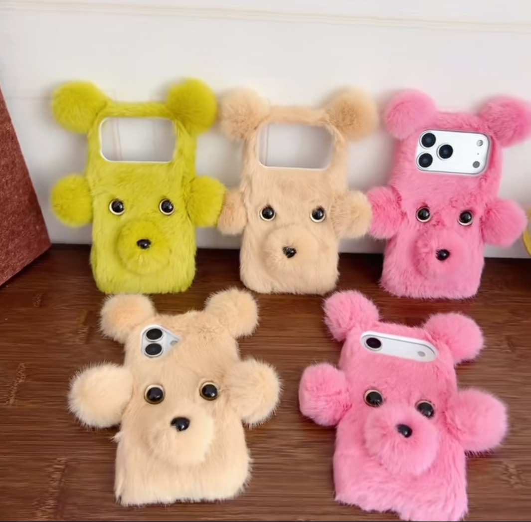 抱抱小熊达菲毛绒手机壳适用vivox80/x70/x60/x50/x30/x20/x9plus/s30pro情侣可爱nex3s/Y500/y300软壳茸毛s9