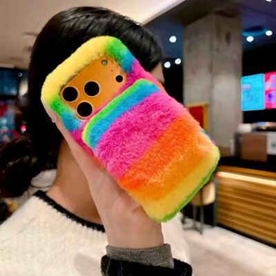 毛毛绒七彩色暖手腕秋冬手机壳适用vivox80/x70/x60/x50/x30/x20/x9plus/s30pro情侣可爱nex3s/Y500/y300软壳