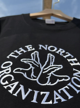 龙胆紫 THE NORTH ORGANIZATION 刺绣短袖 平民组织说唱周边 T 恤