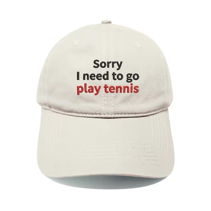 sorry I need to go playtennis刺绣网球帽软顶鸭舌帽遮阳棒球帽