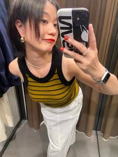 白夜森林 黑黄小蜜蜂配色针织背心 不退不换