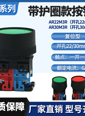 AR30/AR22M3R-11G/R带护圈大头复位点动按钮开关冲机床配件30MM绿