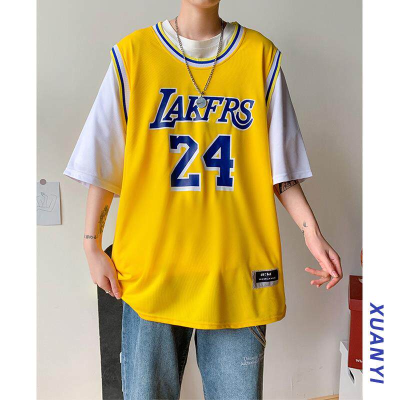 24号科比球衣男潮流假两件短袖T恤男生夏季nba篮球衣服男装高街头|ruв категории Мужская одежда, футболка - от Buy2taobao.com для оказания профессиональной услуги покупки агента Taobao