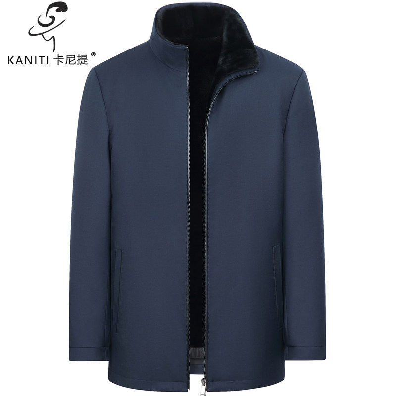 卡尼提轻奢男装进口水貂绒内胆立领貂皮毛一体大衣尼克服真皮皮草