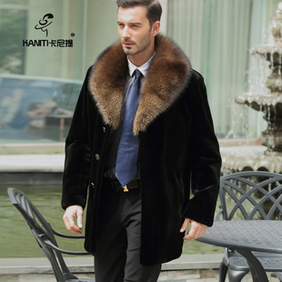 <野生渔貂青果领>美国进水貂整貂皮大衣男士裘皮皮草外套中长款