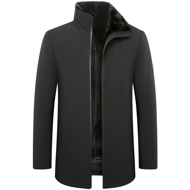 男士尼克服真皮皮草整貂内胆水貂翻领商务绅士中年爸爸款冬季外套