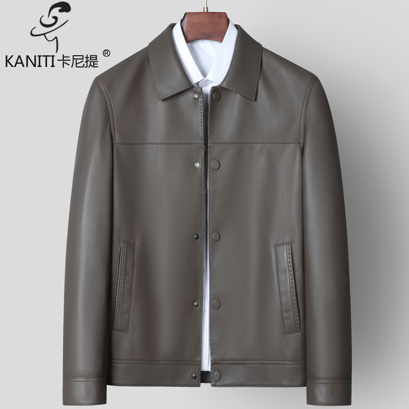 男士真皮皮衣外套翻领商务休闲