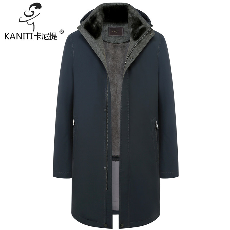 蓝宝石水貂内胆派克大衣