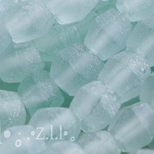 清爽西亚琉璃外贸磨砂半透明diy原材料大孔散珠