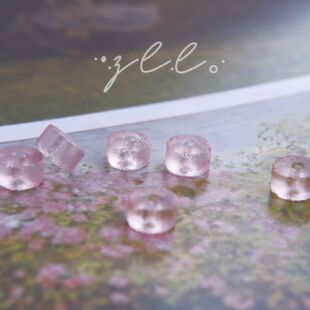 樱.粉色隔珠手工琉璃大孔diy原材料仿拒马河水蚀陨石纹散珠