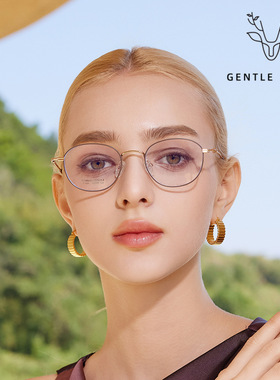 T1620 新款男金属半钛超轻平光镜女椭圆框素颜清冷眼镜架可配近视