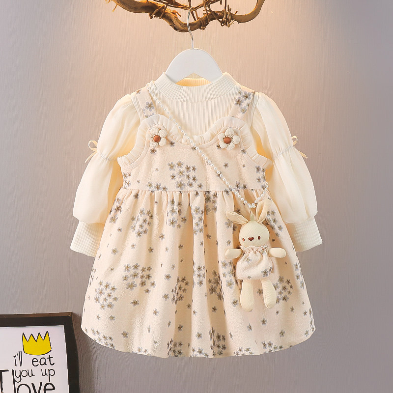 童装女童秋装套装2023新款宝宝洋气碎花连衣裙+T恤两件套春秋潮,童装/婴儿装/亲子装,连衣裙,淘宝优惠券,粉丝福利购,淘宝优惠卷