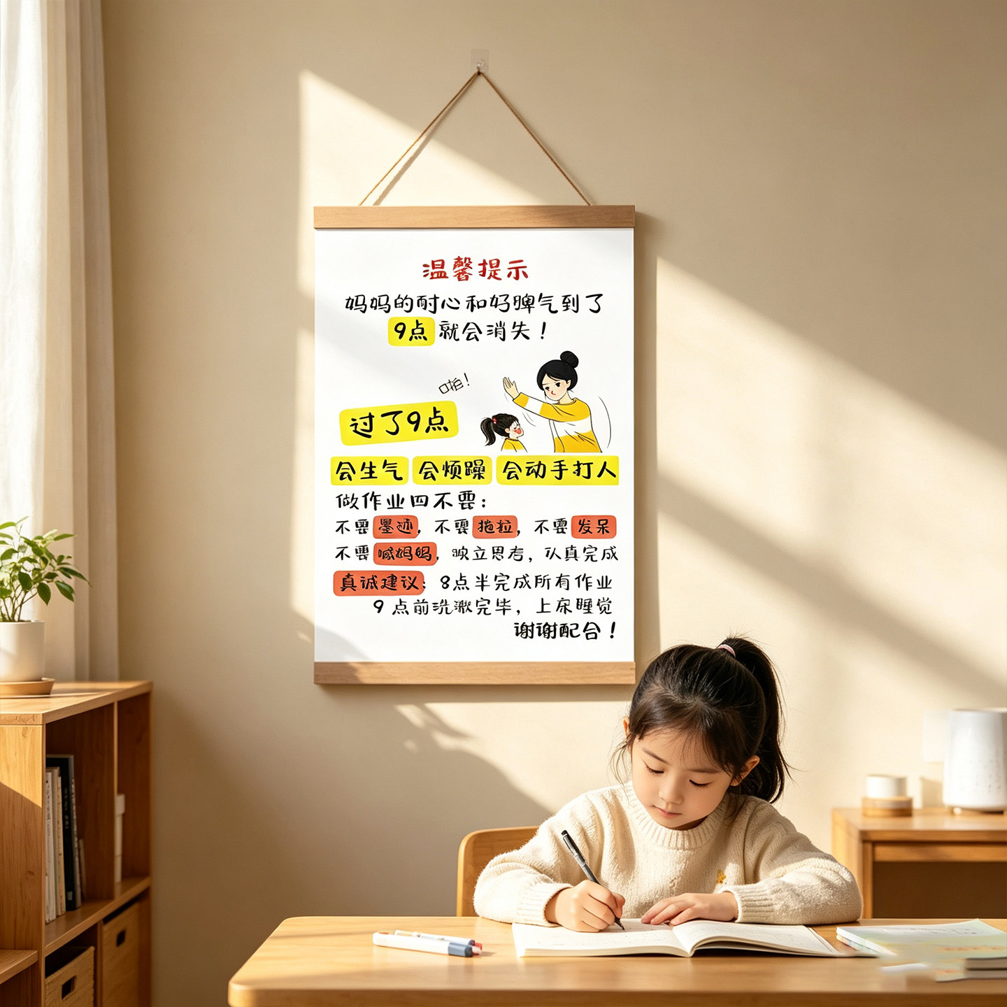 专治孩子写作业拖拉挂画儿童学习警示语卧室书房创意墙面装饰画