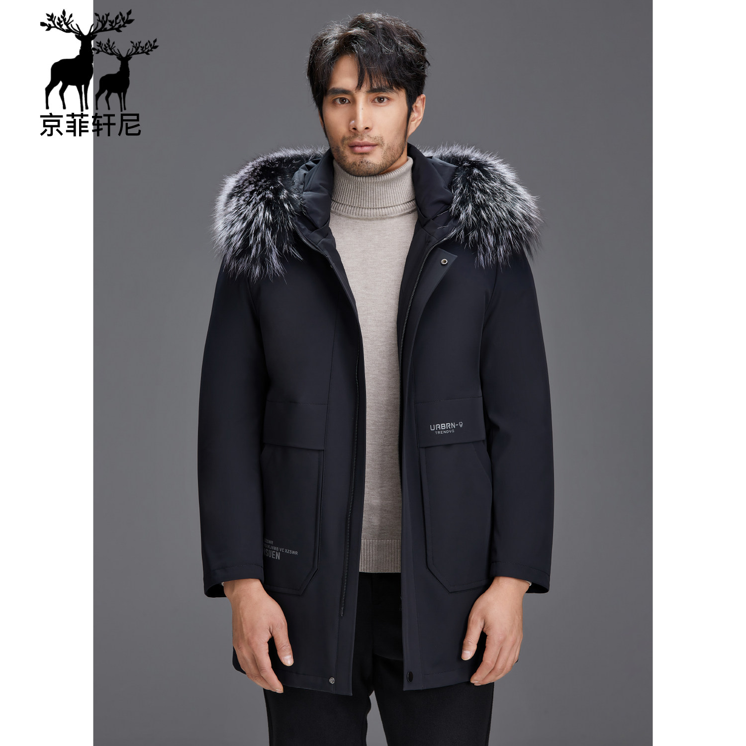 派克服男皮毛一体水貂内胆皮草大衣中长款貂绒外套整貂尼克服潮牌