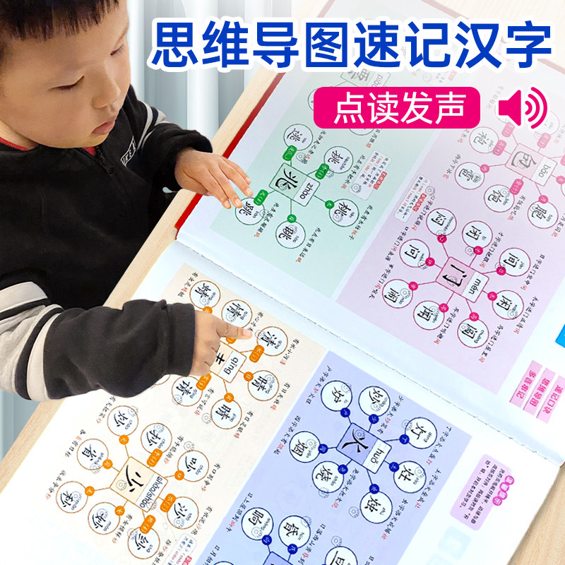 小学语文同步识字发声书会说话的汉字大王儿童点读幼小衔接有声读物一日一练拼音识字专项训练幼儿园学前启蒙早教认字神器学习教材