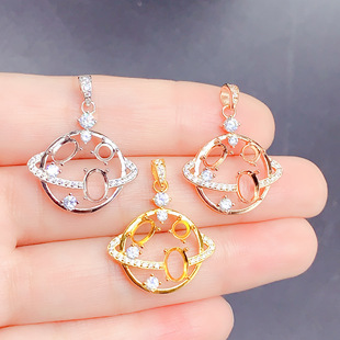925银三色吊坠空托圆4x4/椭圆4x6/5x7组合精致时尚百搭气质女吊坠