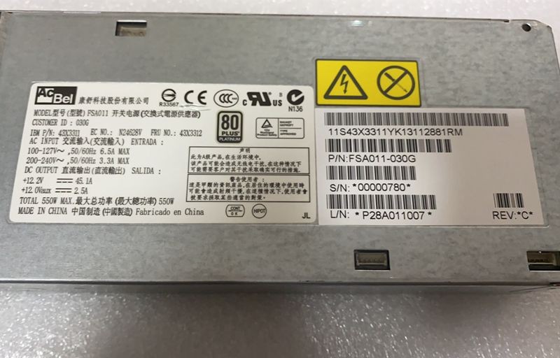 原装IBM X3650M4电源 FSA011 94Y8105 94Y8104 7001676-J000 550W 电子元器件市场 板卡配件 原图主图