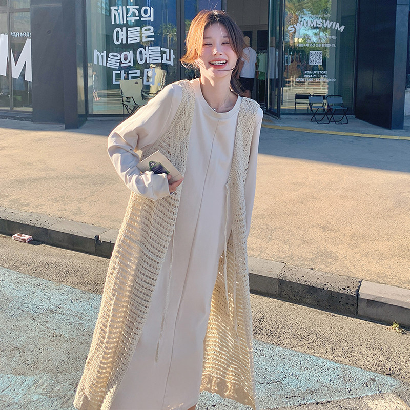 韩系氛围感罩衫裙套装春秋女2025新款慵懒松弛感宽松卫衣裙两件套,女装套装/套裙,2C103