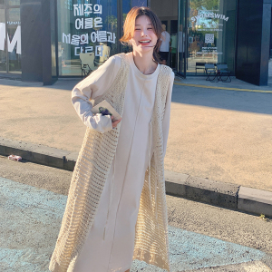 韩系氛围感罩衫裙套装春秋女2025新款慵懒松弛感宽松卫衣裙两件套图片