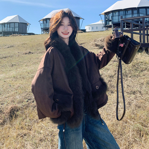 美拉德咖色减龄棉衣外套女2025年冬季新款韩版加厚保暖百搭派克服图片