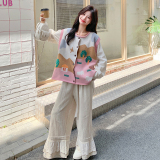 时尚衬衣针织马甲阔腿裤三件套女2025秋季新款韩版设计感时尚套装，女装套装/套裙，2C103